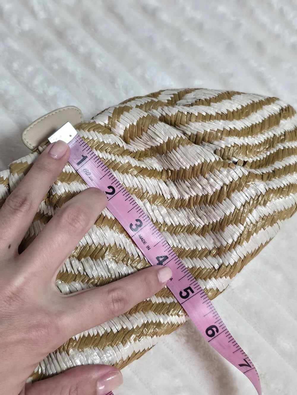 Badgley Mischka Jewel Tiger Raffia Pouch Clutch, One Size, Tan, Missing Chain
